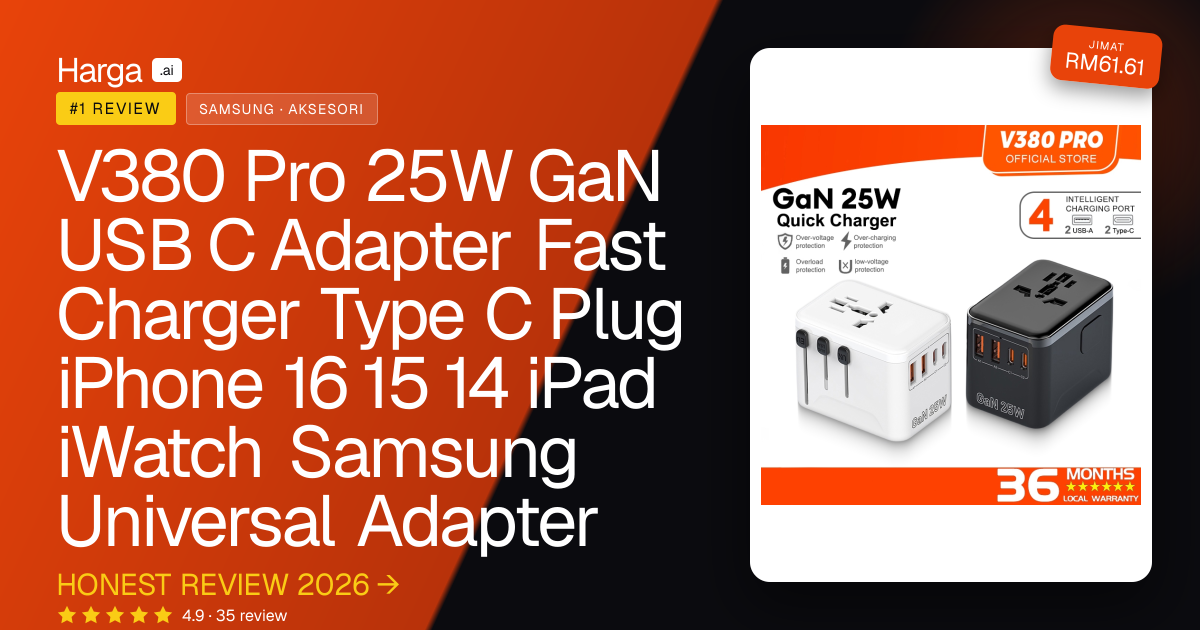 V380 Pro 25W GaN USB C Adapter Fast Charger Type C Plug iPhone 16 15 14 iPad iWatch Samsung Universal Adapter review