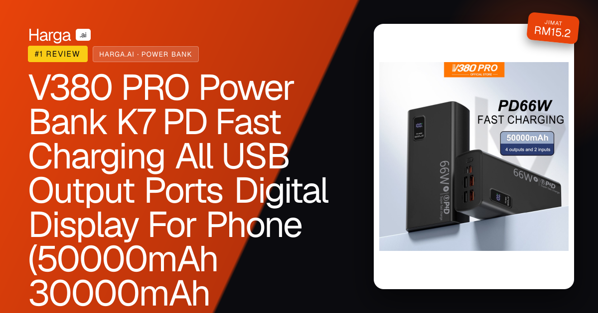 V380 PRO Power Bank K7 PD Fast Charging All USB Output Ports Digital Display For Phone (50000mAh 30000mAh 12000mAh/66W) review