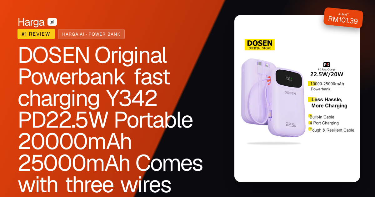 DOSEN Original Powerbank fast charging  Y342 PD22.5W Portable 20000mAh 25000mAh Comes with three wires review