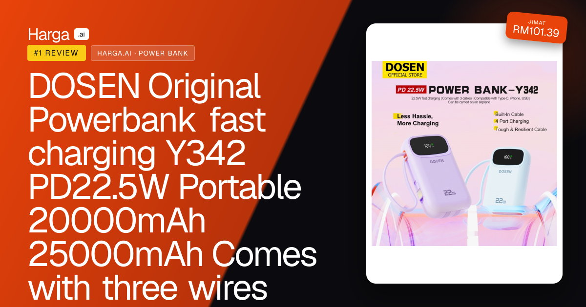DOSEN Original Powerbank fast charging  Y342 PD22.5W Portable 20000mAh 25000mAh Comes with three wires 10000mAh review