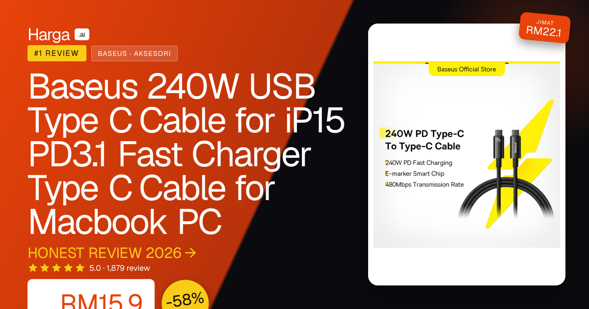 Baseus 240W USB Type C Cable for iP15 PD3.1 Fast Charger Type C Cable for Macbook PC review