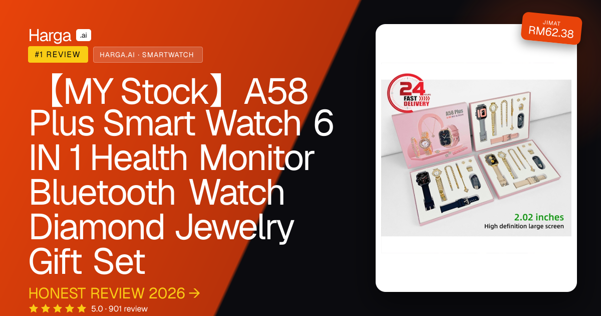 【MY Stock】A58 Plus Smart Watch 6 IN 1 Health Monitor Bluetooth Watch Diamond Jewelry Gift Set review
