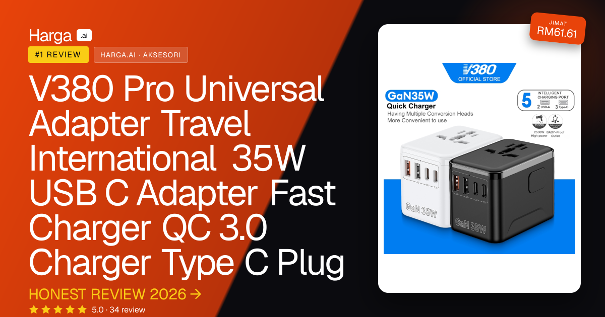 V380 Pro Universal Adapter Travel International 35W USB C Adapter Fast Charger QC 3.0 Charger Type C Plug review