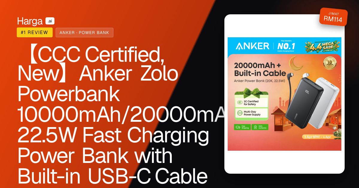 【CCC Certified, New】Anker Zolo Powerbank 10000mAh/20000mAh 22.5W Fast Charging Power Bank with Built-in USB-C Cable Digital Display for Phone- A110D/ A110E review