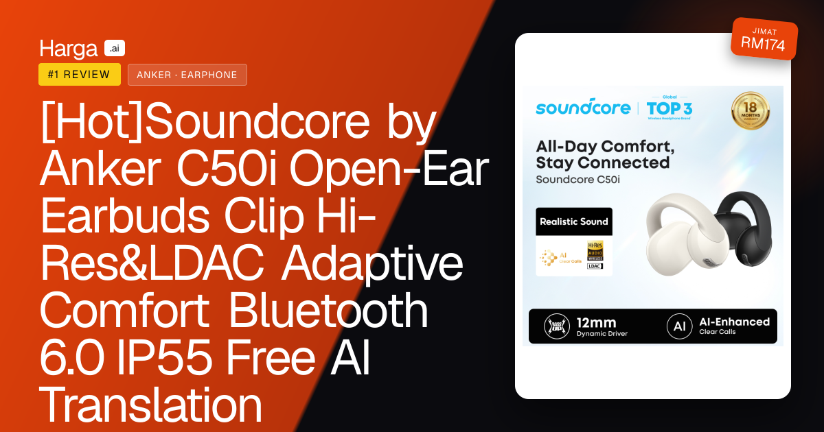 [Hot]Soundcore by Anker C50i Open-Ear Earbuds Clip Hi-Res&LDAC Adaptive Comfort Bluetooth 6.0 IP55 Free AI Translation review