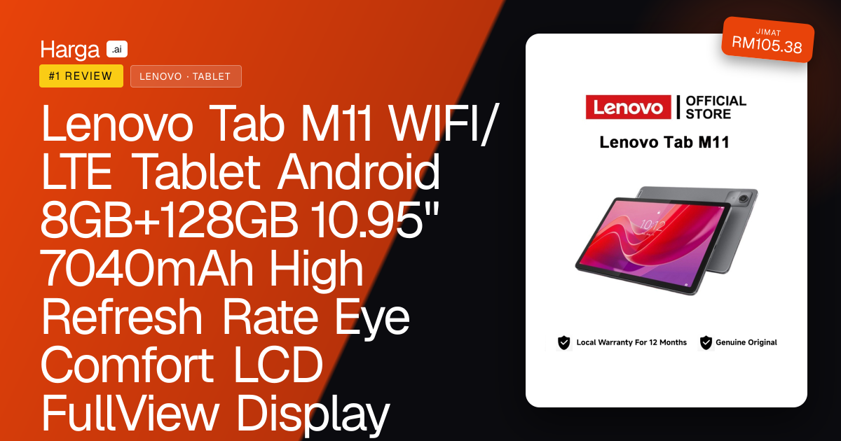 Lenovo Tab M11 WIFI/LTE Tablet Android 8GB+128GB 10.95" 7040mAh High Refresh Rate Eye Comfort LCD FullView Display lenovo tablet review