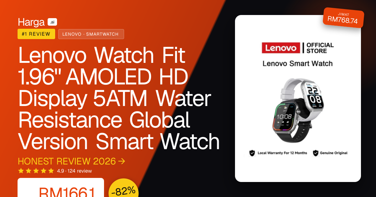Lenovo Watch Fit 1.96" AMOLED HD Display 5ATM Water Resistance Global Version Smart Watch review