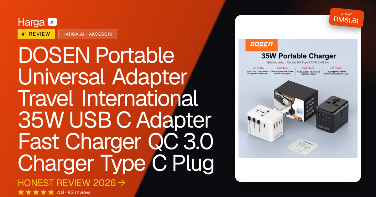 DOSEN Portable Universal Adapter Travel International 35W USB C Adapter Fast Charger QC 3.0 Charger Type C Plug review