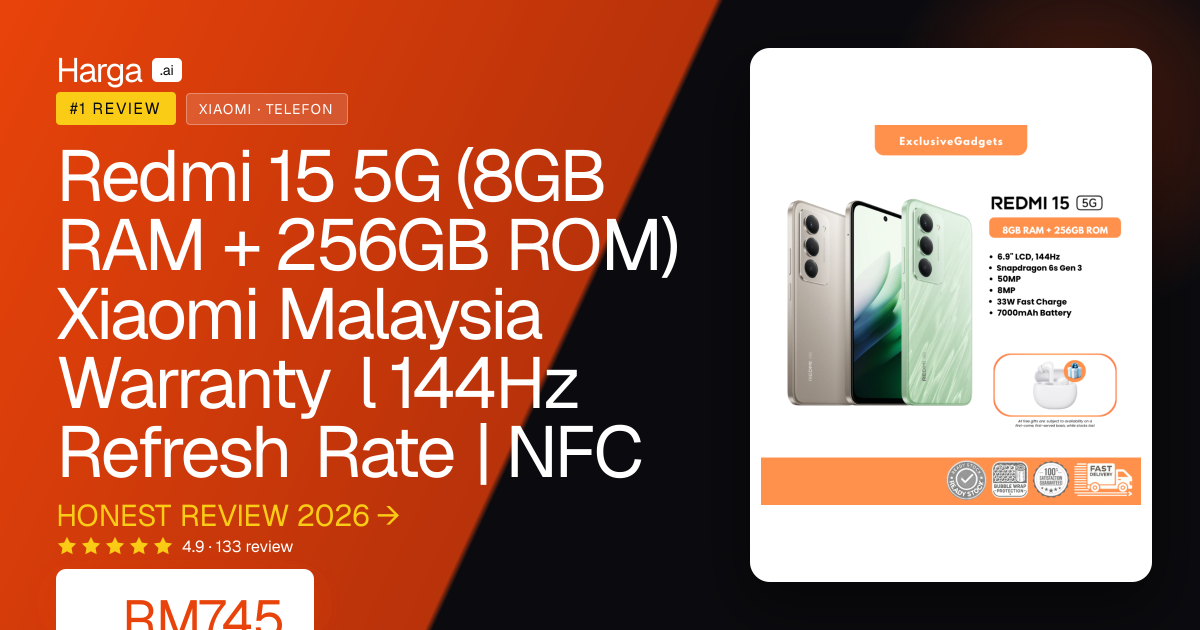 Redmi 15 5G (8GB RAM + 256GB ROM) Xiaomi Malaysia Warranty l 144Hz Refresh Rate | NFC review