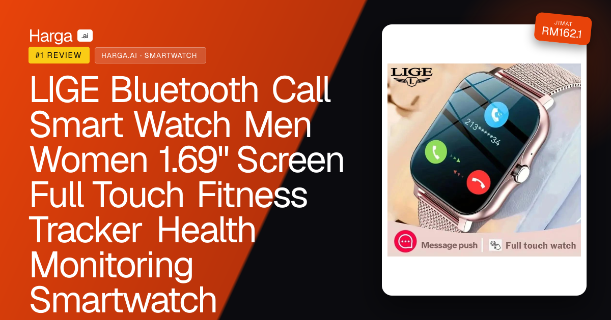 LIGE Bluetooth Call Smart Watch Men Women  1.69"  Screen Full Touch Fitness Tracker Health Monitoring Smartwatch Waterproof Sport Jam Tangan Perempuan Lelaki review