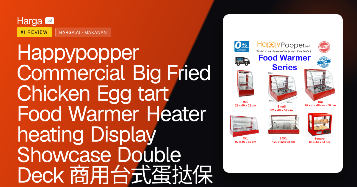 Happypopper Commercial Big Fried Chicken Egg tart Food Warmer Heater heating Display Showcase Double Deck 商用台式蛋挞保温柜 review