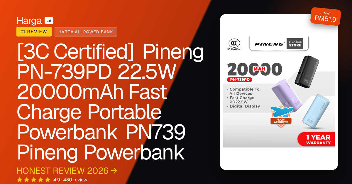 [3C Certified] Pineng PN-739PD 22.5W 20000mAh Fast Charge Portable Powerbank PN739 Pineng Powerbank review