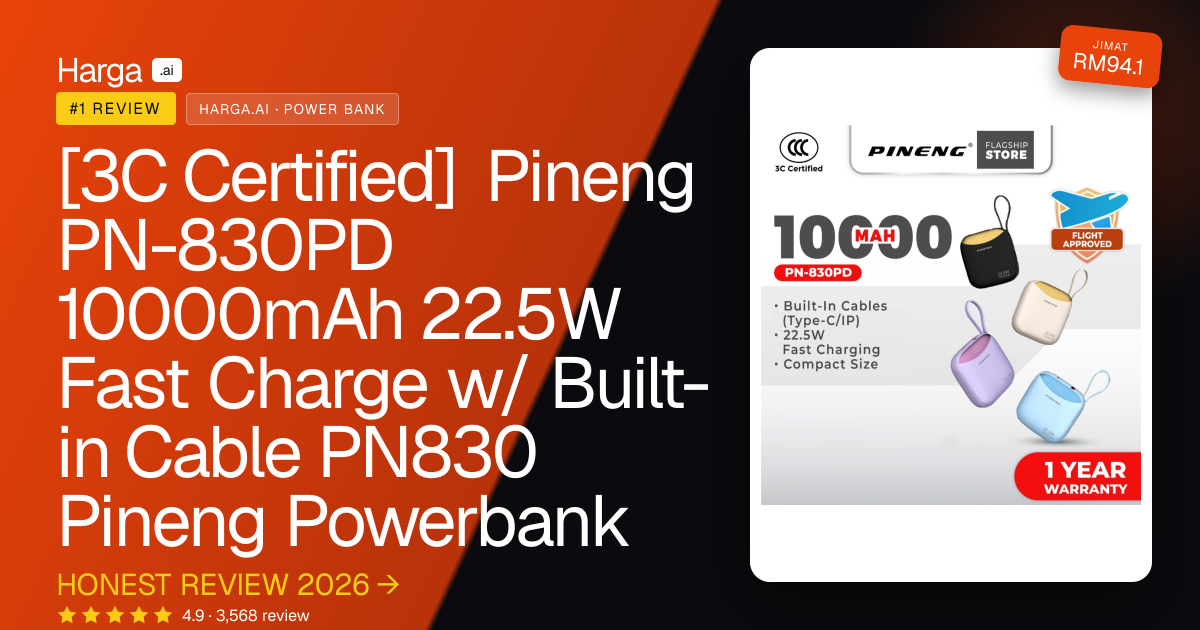 [3C Certified] Pineng PN-830PD 10000mAh 22.5W Fast Charge w/ Built-in Cable PN830 Pineng Powerbank review