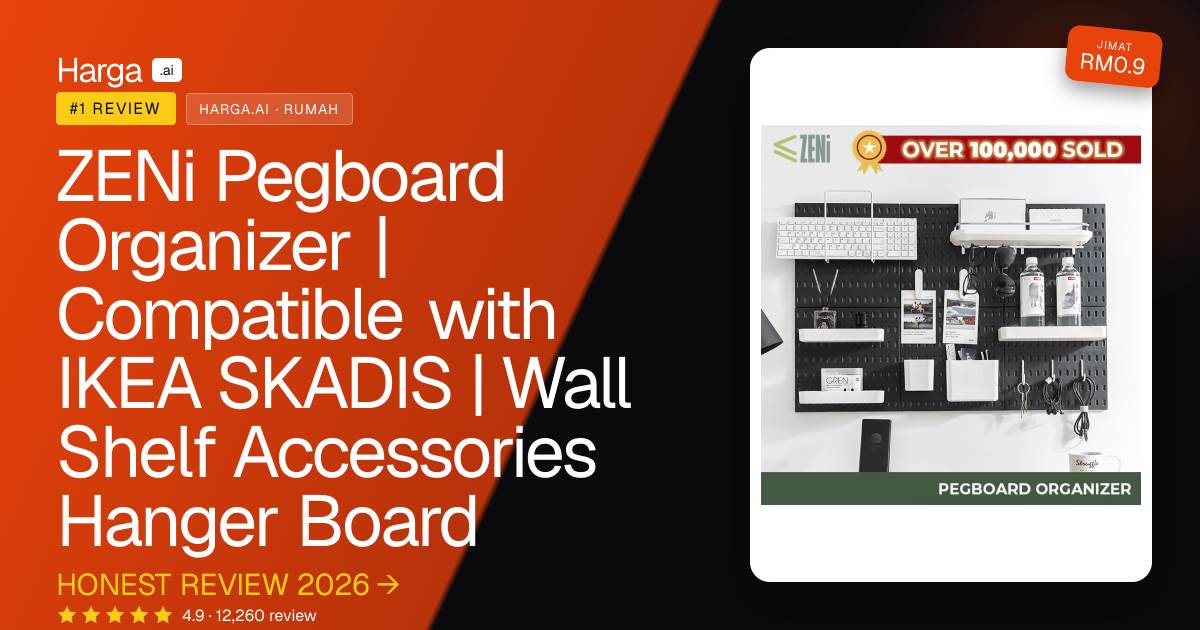 ZENi Pegboard Organizer | Compatible with IKEA SKADIS | Wall Shelf Accessories Hanger Board review