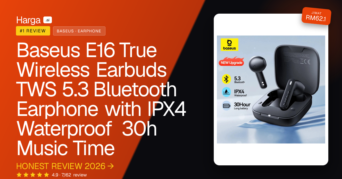 Baseus E16 True Wireless Earbuds TWS 5.3 Bluetooth Earphone with IPX4 Waterproof 30h Music Time review