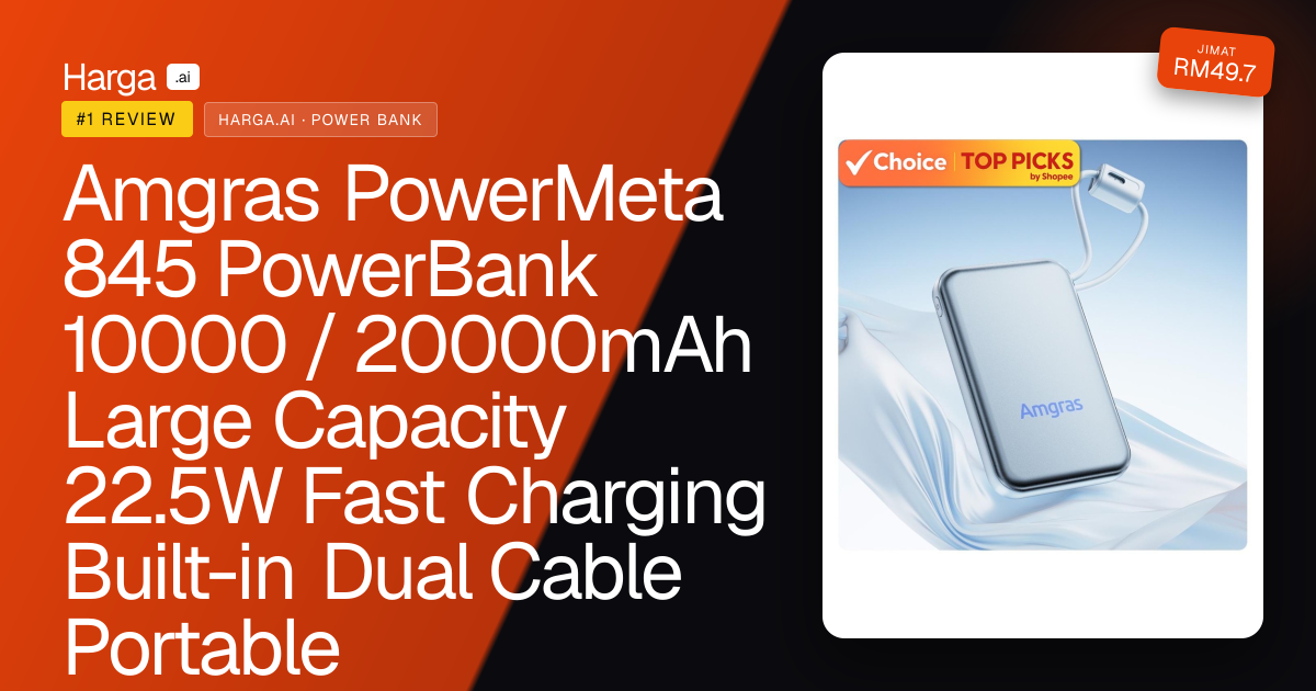 Amgras PowerMeta 845 PowerBank 10000 / 20000mAh Large Capacity 22.5W Fast Charging Built-in Dual Cable Portable review