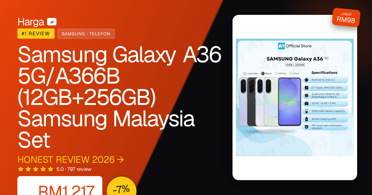 Samsung Galaxy A36 5G/A366B (12GB+256GB) Samsung Malaysia Set review