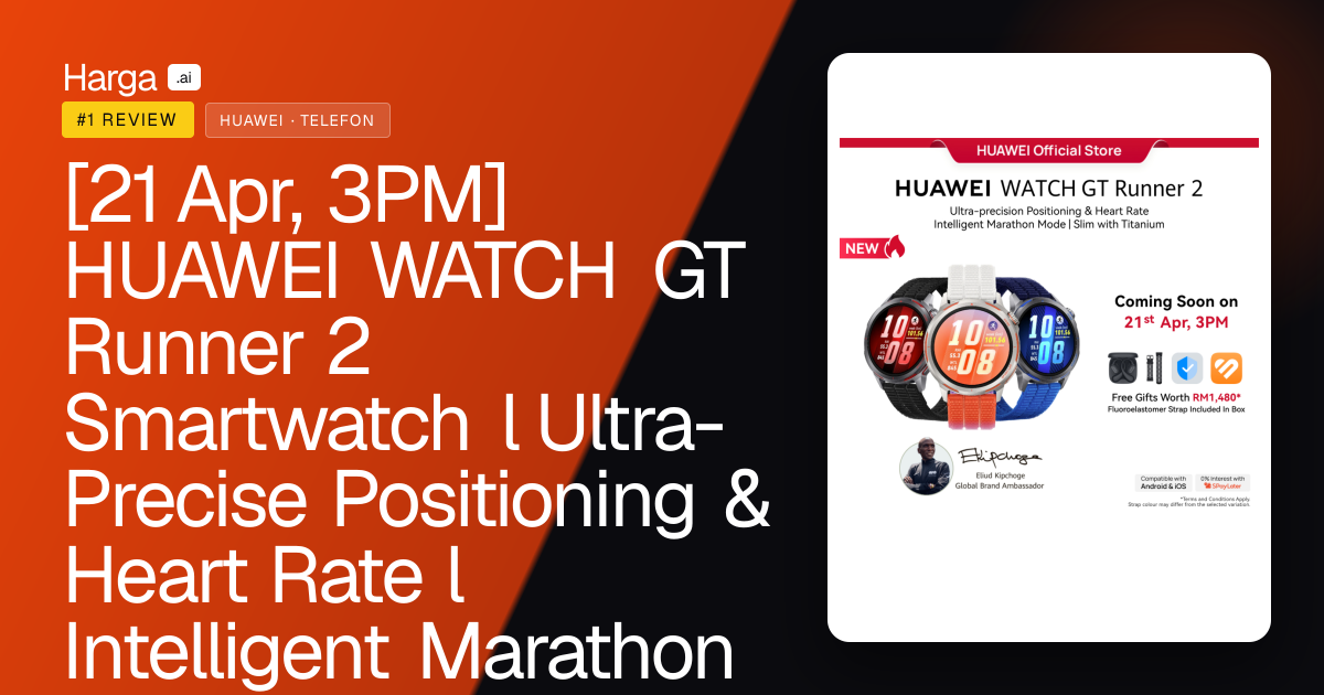 [21 Apr, 3PM] HUAWEI WATCH GT Runner 2 Smartwatch l Ultra-Precise Positioning & Heart Rate l Intelligent Marathon Mode review