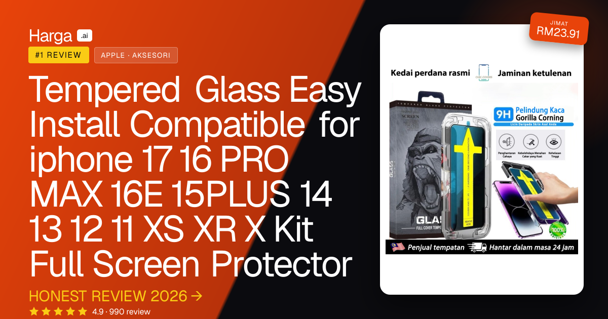 Tempered Glass Easy Install Compatible for iphone 17 16 PRO MAX 16E 15PLUS 14 13 12 11 XS XR X Kit Full Screen Protector review