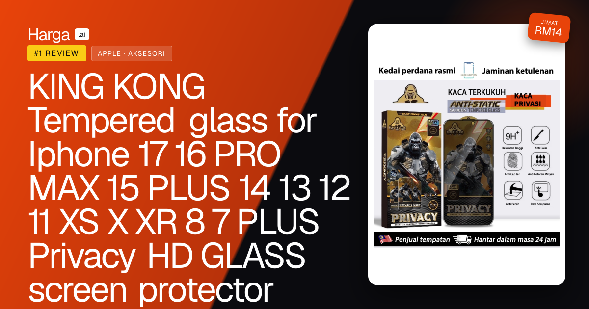 KING KONG Tempered glass for Iphone 17 16 PRO MAX 15 PLUS 14 13 12 11 XS X XR 8 7 PLUS Privacy HD GLASS screen protector review