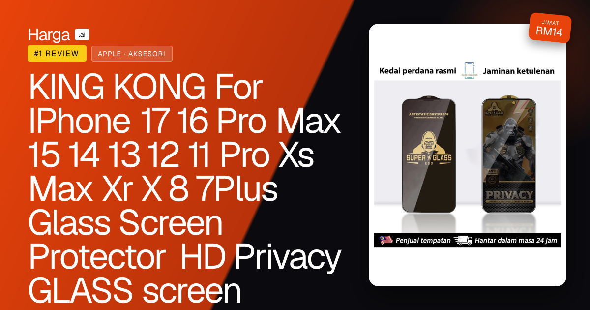 KING KONG For IPhone 17 16 Pro Max 15 14 13 12 11 Pro Xs Max Xr X 8 7Plus Glass Screen Protector HD Privacy GLASS screen review