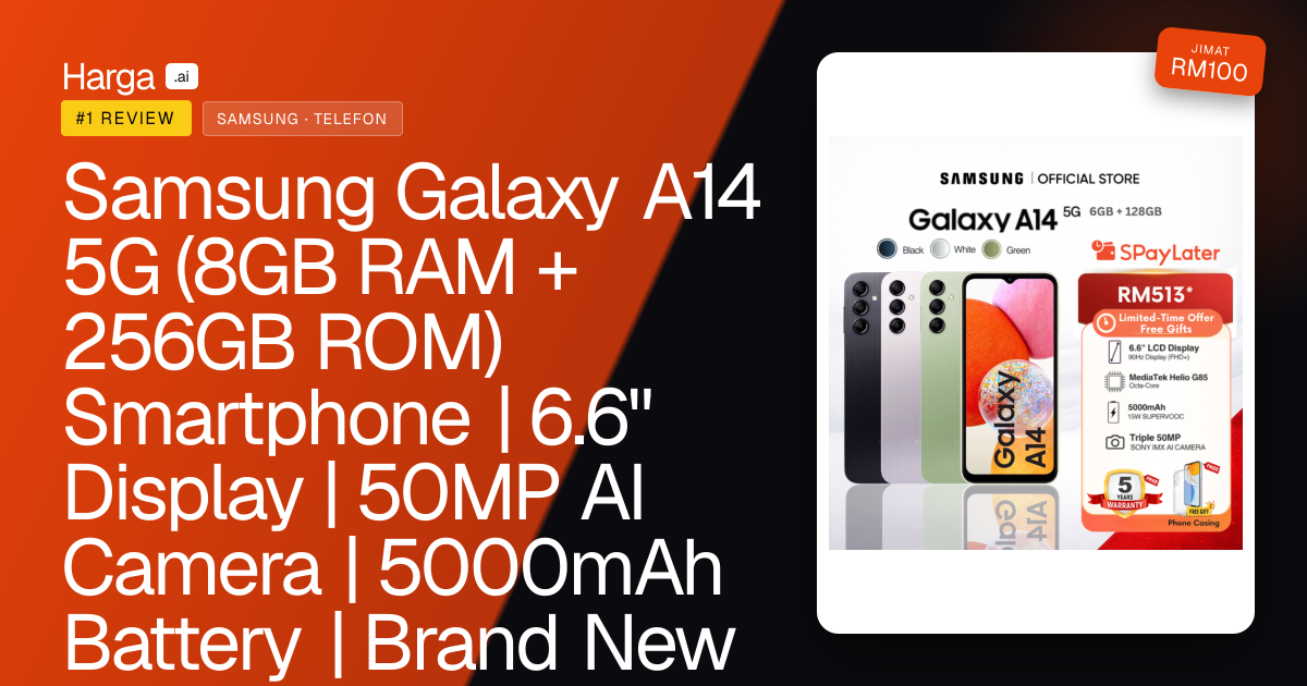 Samsung Galaxy A14 5G (8GB RAM + 256GB ROM) Smartphone | 6.6" Display | 50MP AI Camera | 5000mAh Battery | Brand New review