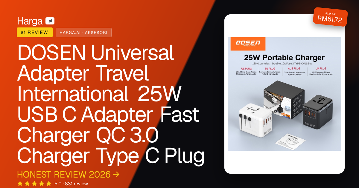 DOSEN Universal Adapter Travel International 25W USB C Adapter Fast Charger QC 3.0 Charger Type C Plug review
