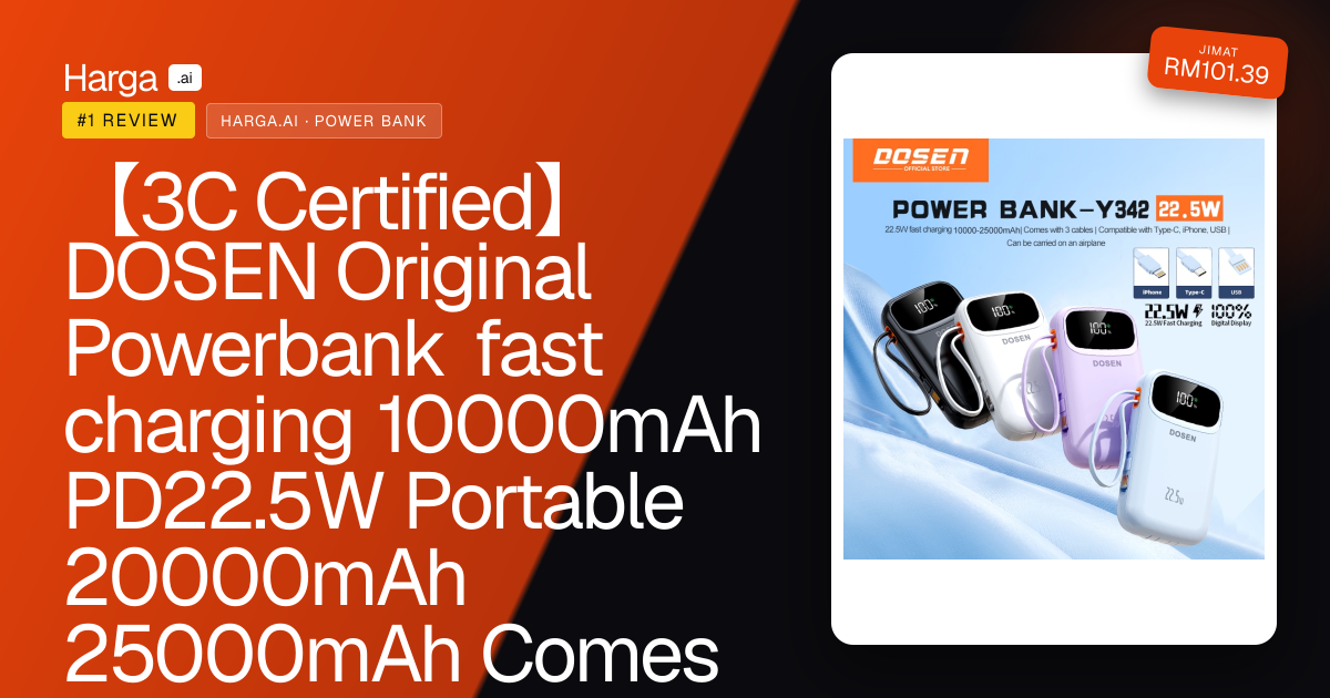 【3C Certified】DOSEN Original Powerbank fast charging 10000mAh PD22.5W Portable 20000mAh 25000mAh Comes with three wires review