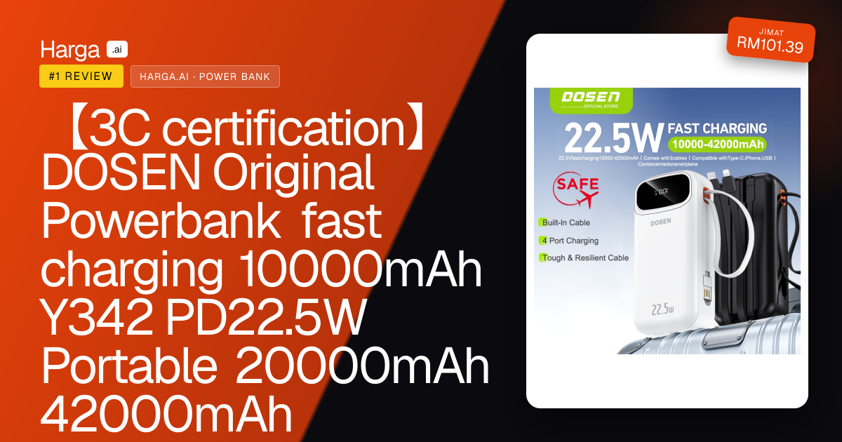 【3C certification】DOSEN Original Powerbank fast charging 10000mAh Y342 PD22.5W Portable 20000mAh 42000mAh review