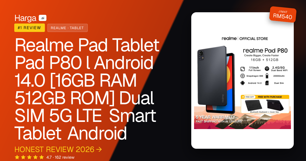 Realme Pad Tablet Pad P80  l Android 14.0 [16GB RAM 512GB ROM] Dual SIM 5G LTE Smart Tablet Android review