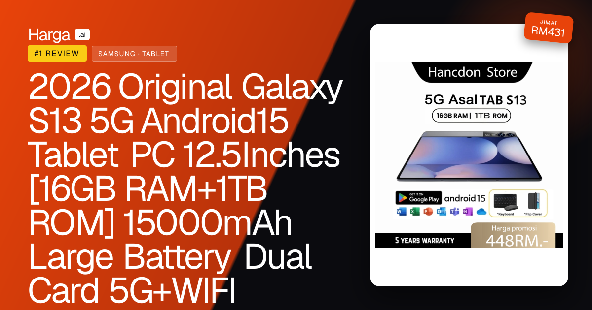 2026 Original Galaxy S13 5G Android15 Tablet PC 12.5Inches [16GB RAM+1TB ROM] 15000mAh Large Battery Dual Card 5G+WIFI review