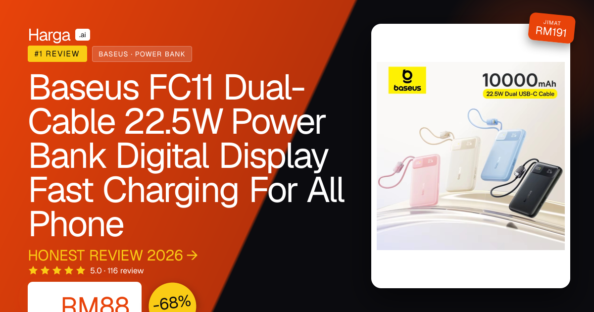 Baseus FC11 Dual-Cable 22.5W Power Bank Digital Display Fast Charging For All Phone review