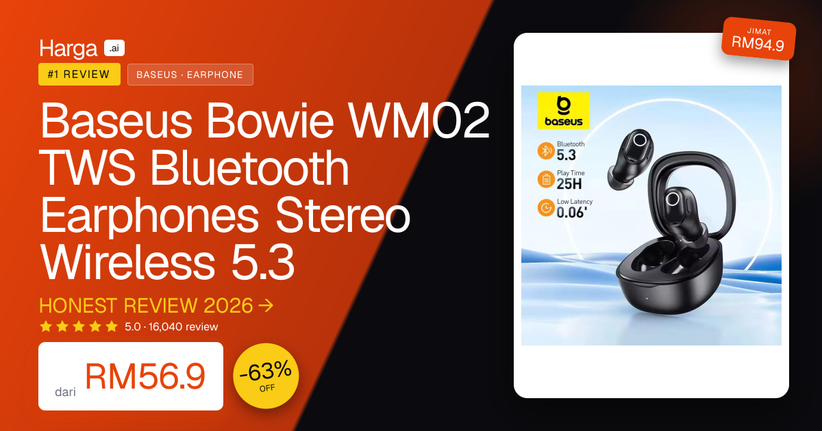 Baseus Bowie WM02 TWS Bluetooth Earphones Stereo Wireless 5.3 review