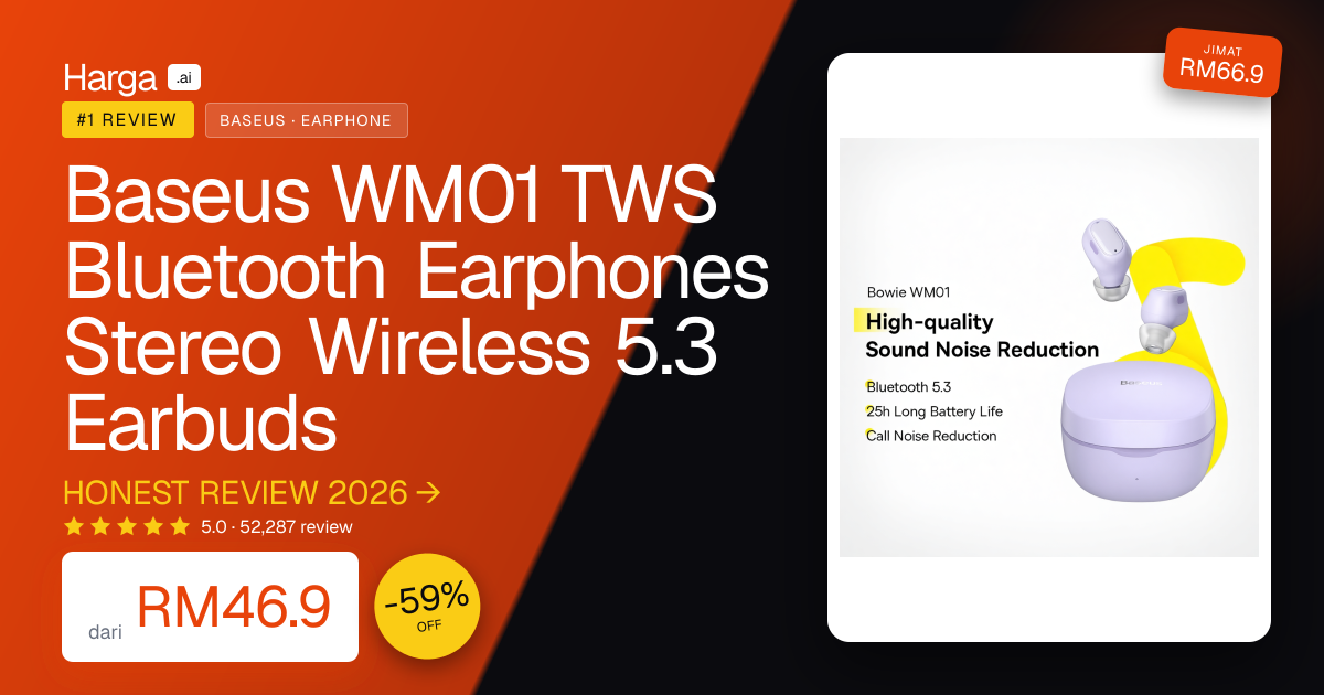 Baseus WM01 TWS Bluetooth Earphones Stereo Wireless 5.3 Earbuds review