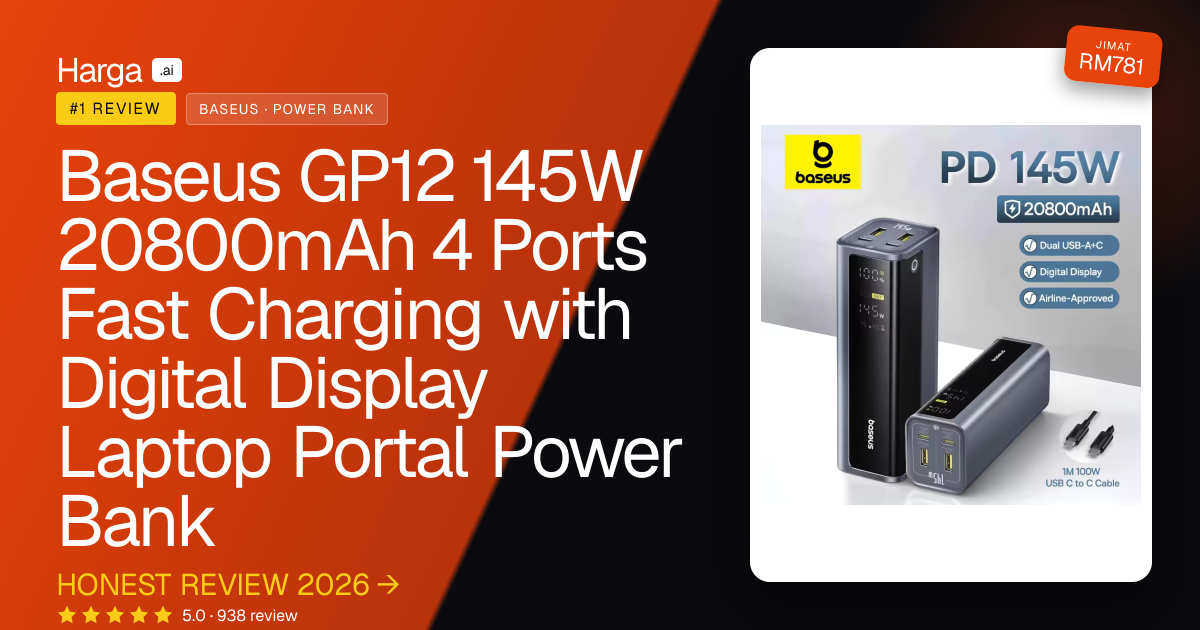 Baseus GP12 145W 20800mAh 4 Ports Fast Charging with Digital Display Laptop Portal Power Bank review