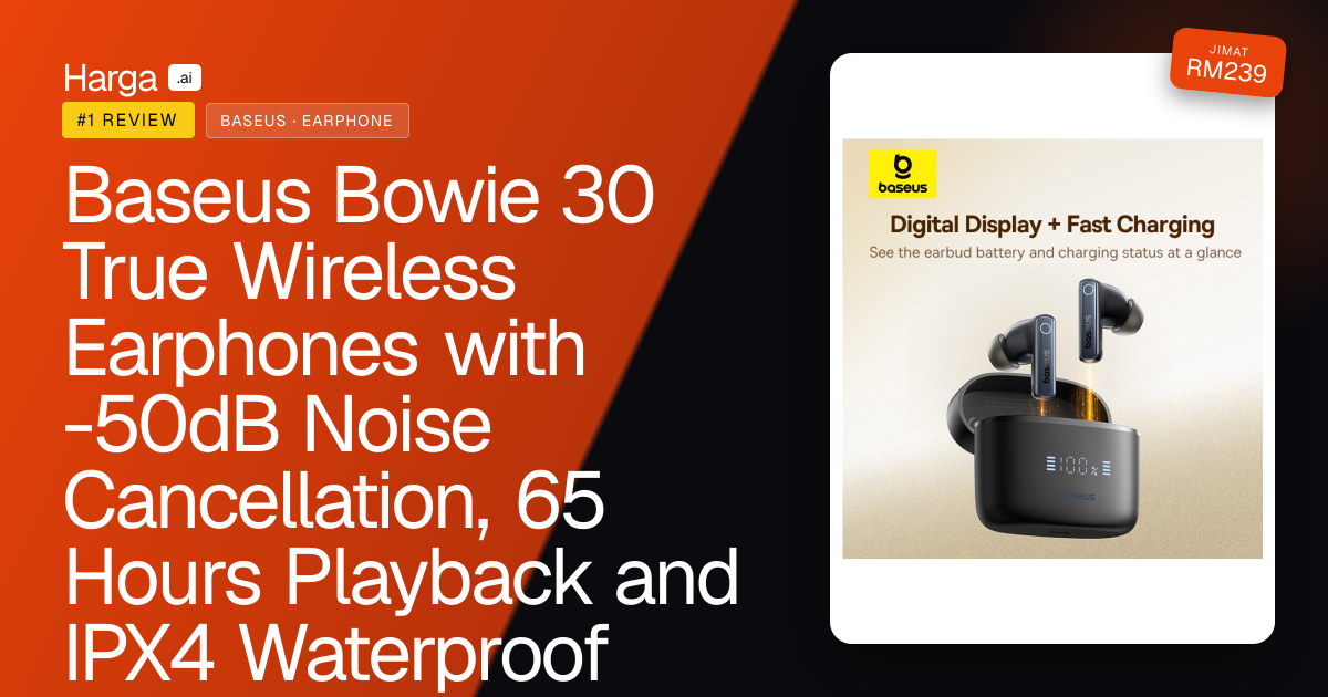 Baseus Bowie 30 True Wireless Earphones with -50dB Noise Cancellation, 65 Hours Playback and IPX4 Waterproof review