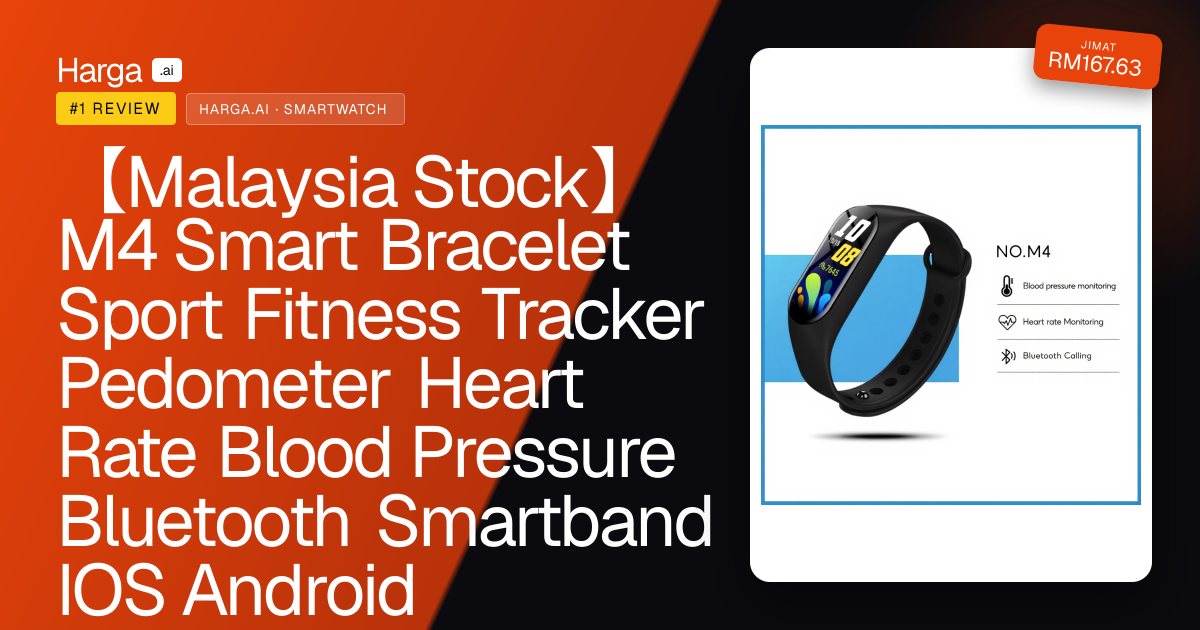 【Malaysia Stock】M4 Smart Bracelet Sport Fitness Tracker Pedometer Heart Rate Blood Pressure Bluetooth Smartband IOS Android review