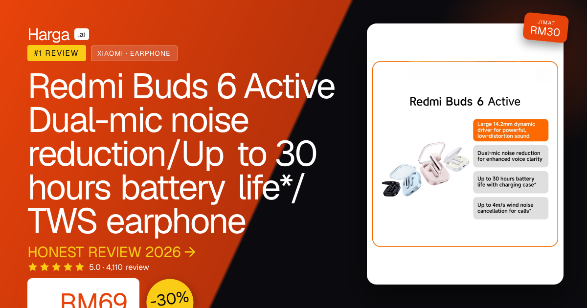 Redmi Buds 6 Active Dual-mic noise reduction/Up to 30 hours battery life*/TWS earphone review