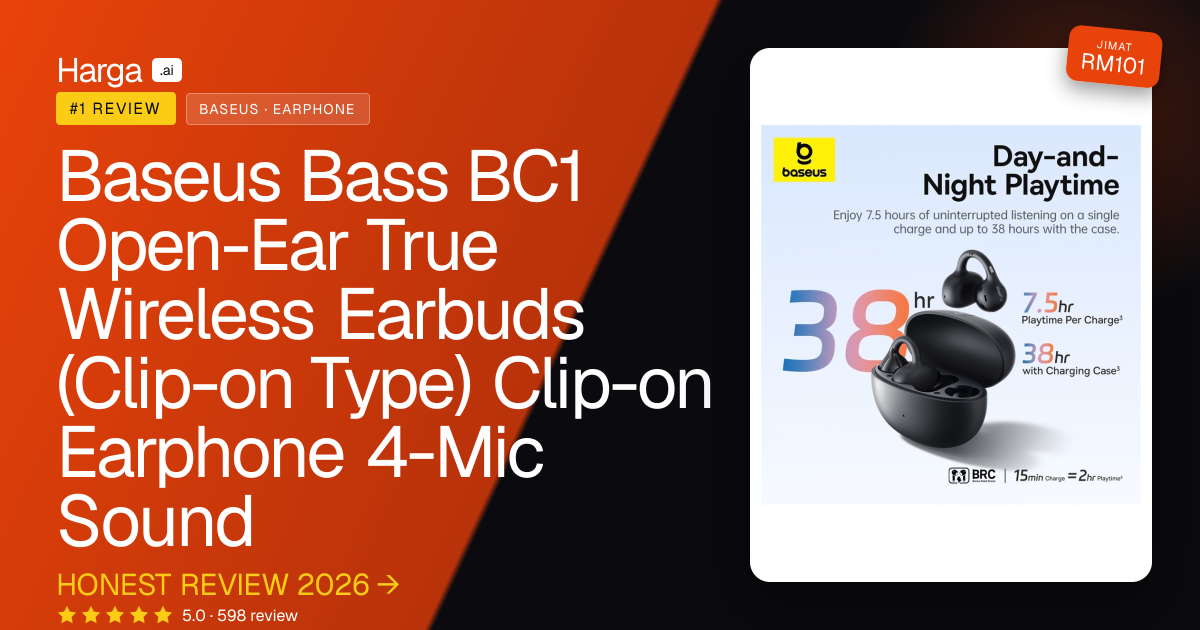 Baseus Bass BC1 Open-Ear True Wireless Earbuds (Clip-on Type) Clip-on Earphone 4-Mic Sound review