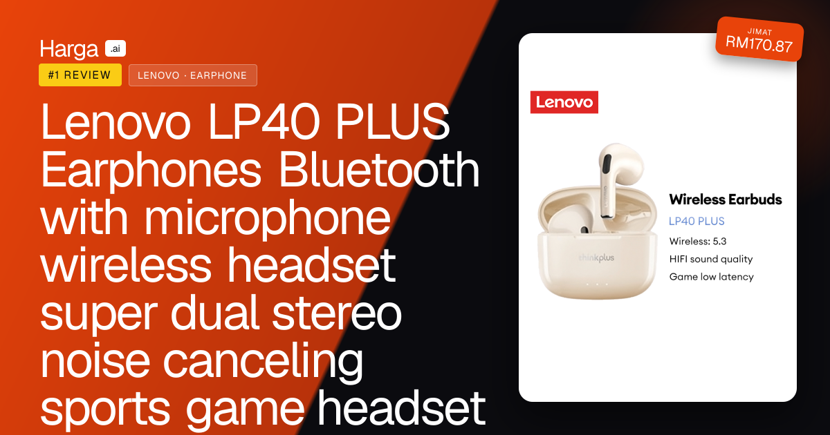 Lenovo LP40 PLUS Earphones Bluetooth with microphone wireless headset super dual stereo noise canceling sports game headset Bluetooth 5.3 control time long review