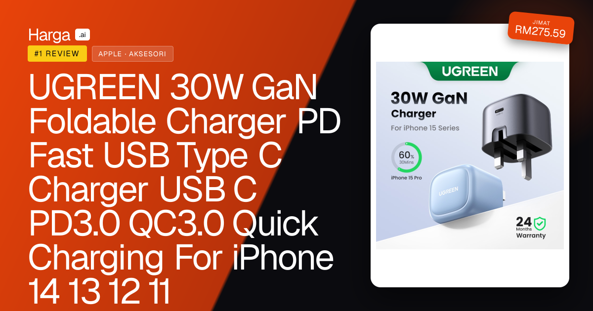 UGREEN 30W GaN Foldable Charger PD Fast USB Type C Charger USB C PD3.0 QC3.0 Quick Charging For iPhone 14 13 12 11 review