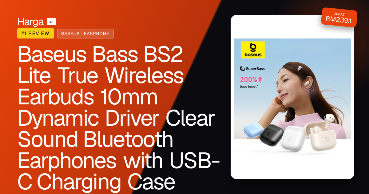 Baseus Bass BS2 Lite True Wireless Earbuds 10mm Dynamic Driver Clear Sound Bluetooth Earphones with USB-C Charging Case Lightweight Design review