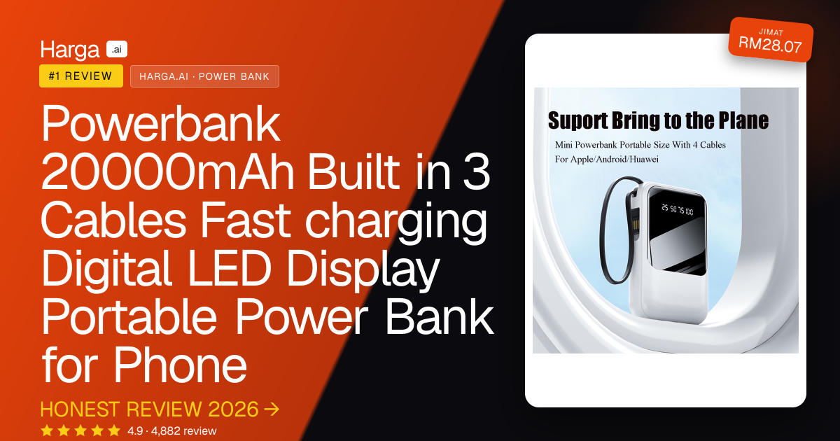 Powerbank 20000mAh Built in 3 Cables Fast charging Digital LED Display Portable Power Bank for Phone review