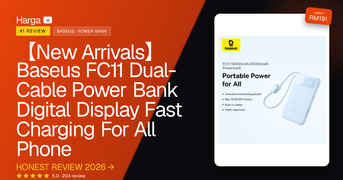 【New Arrivals】Baseus FC11 Dual-Cable Power Bank Digital Display Fast Charging For All Phone review