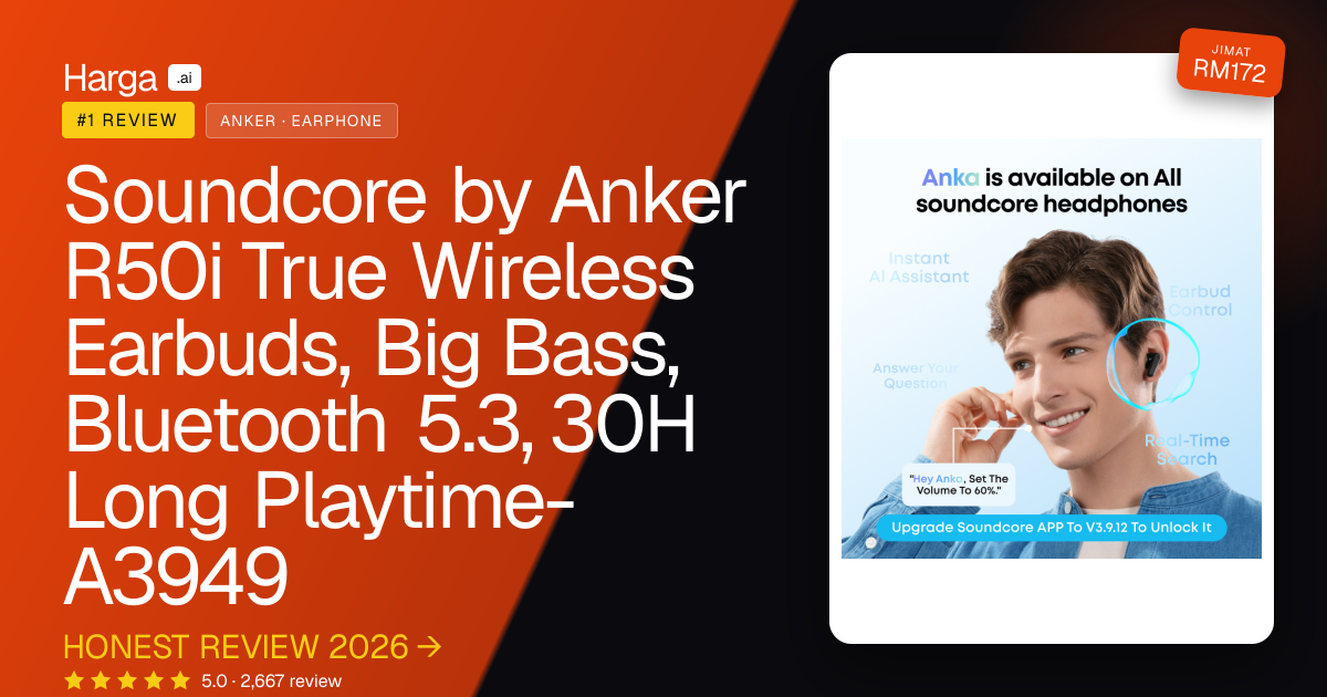 Soundcore by Anker R50i True Wireless Earbuds, Big Bass, Bluetooth 5.3, 30H Long Playtime-A3949 review