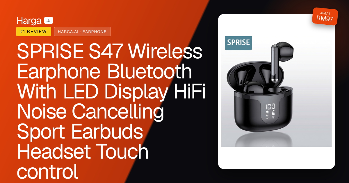 SPRISE S47 Wireless Earphone Bluetooth With LED Display HiFi Noise Cancelling Sport Earbuds Headset Touch control review