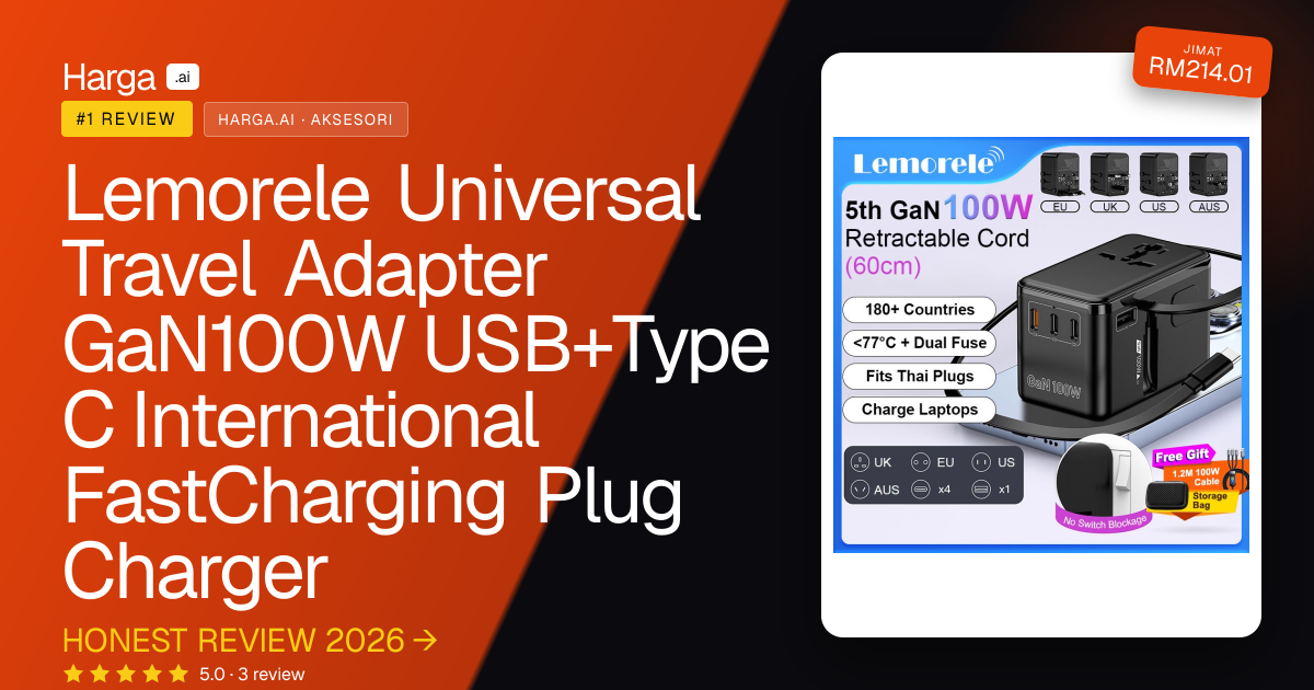 Lemorele Universal Travel Adapter GaN100W USB+Type C International FastCharging Plug Charger review