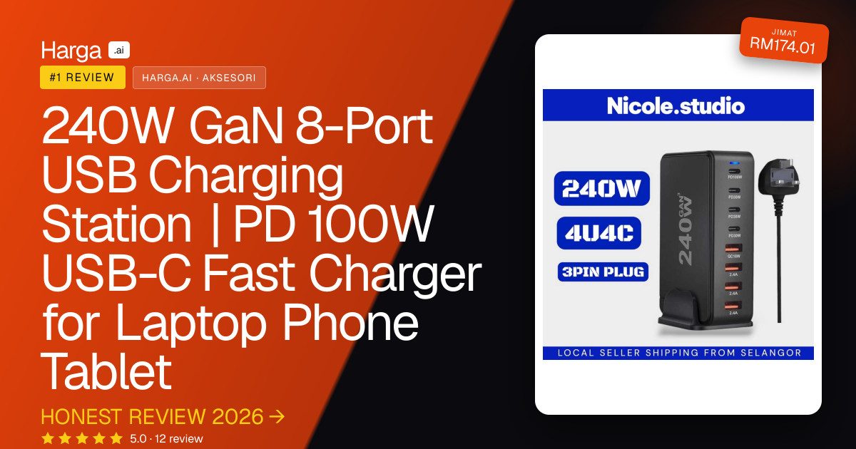 240W GaN 8-Port USB Charging Station | PD 100W USB-C Fast Charger for Laptop Phone Tablet review