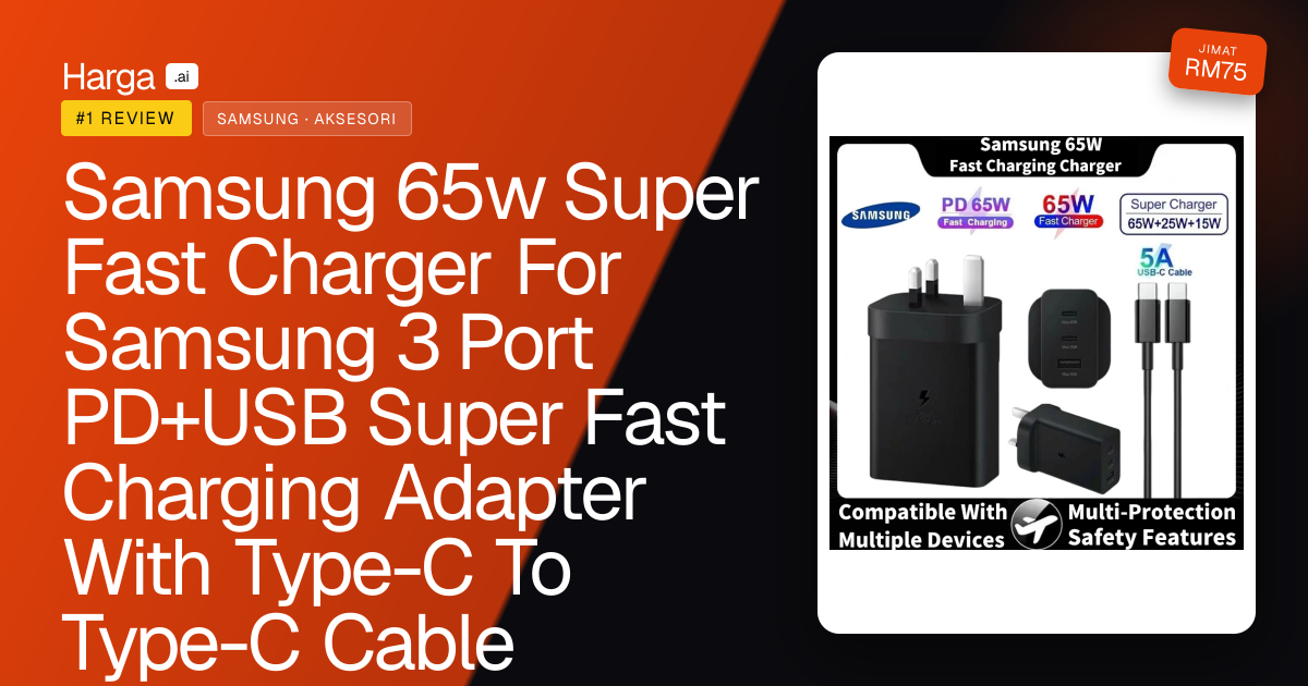 Samsung 65w Super Fast Charger For Samsung 3 Port PD+USB Super Fast Charging Adapter With Type-C To Type-C Cable review