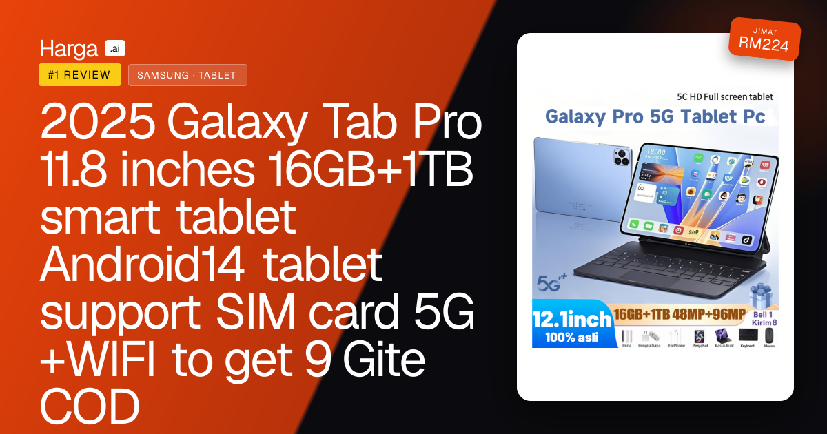 2025 Galaxy Tab Pro 11.8 inches 16GB+1TB smart tablet Android14 tablet support SIM card 5G +WIFI to get 9 Gite COD review